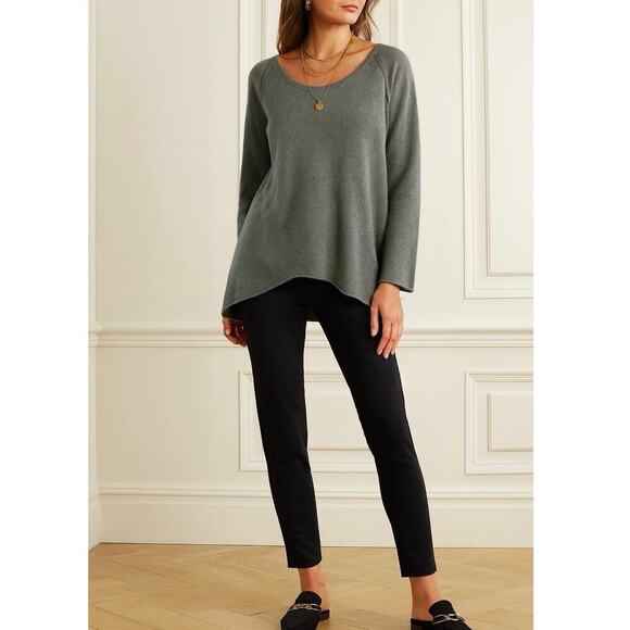 Subtle Luxury 100% Cashmere Tunic Sweater Size Medium Large Blue Taupe - Picture 2 of 11